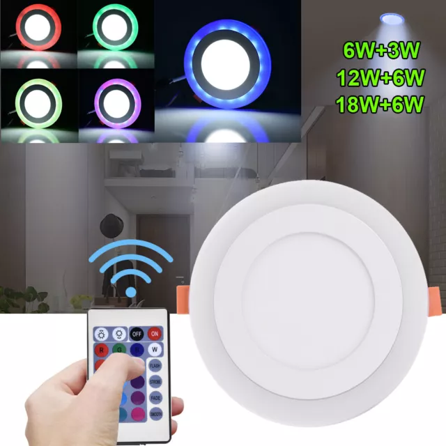 LED RGB Panel Lights Round Colorful Ceiling Down Light Recessed Wall Panel Lamps