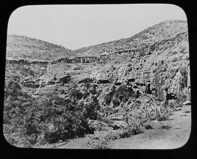 Glass Magic Lantern Slide CAVES OF AJANTA NO.1 C1910 INDIA