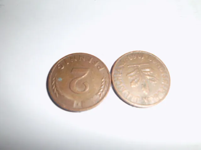 2 x 2 pfennig münze Magnetisch 1968 G