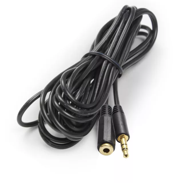 Super Resolution Gold 12FT 3.5 mm Male/Female Stereo Audio Extension Cable Black