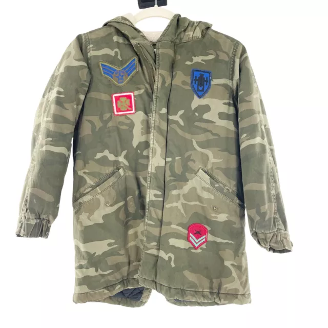 BALABALA Kids Hooded Jacket Coat Camouflage 10-12y Youth Boys Patches Military
