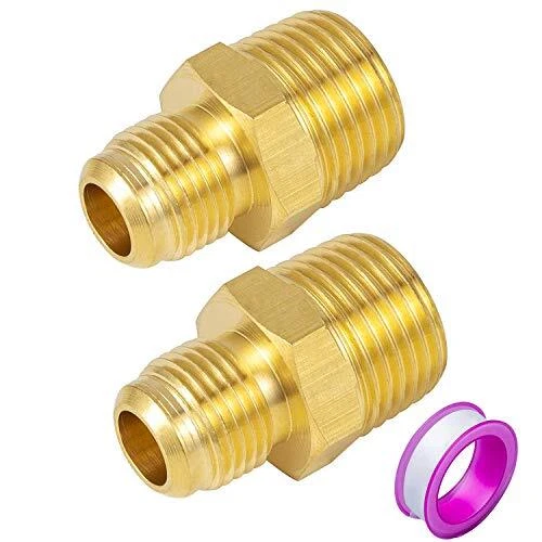 2 PCS Brass , Half Union Gas Adapter 3/8" Flare /2" NPT Male Connector