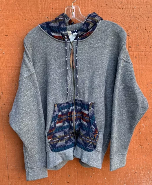 Pendleton roxy womens full zip gray aztec pattern pockets hoodie XS