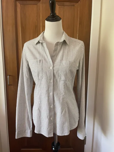 James Perse Womens Button Up Check Shirt Long Sleeve Lightweight Size 3 Med/Larg
