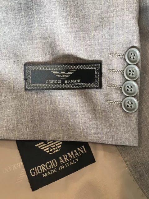 Giorgio Armani Gray Striped Wool 3 Button Blazer Made Italy 42R