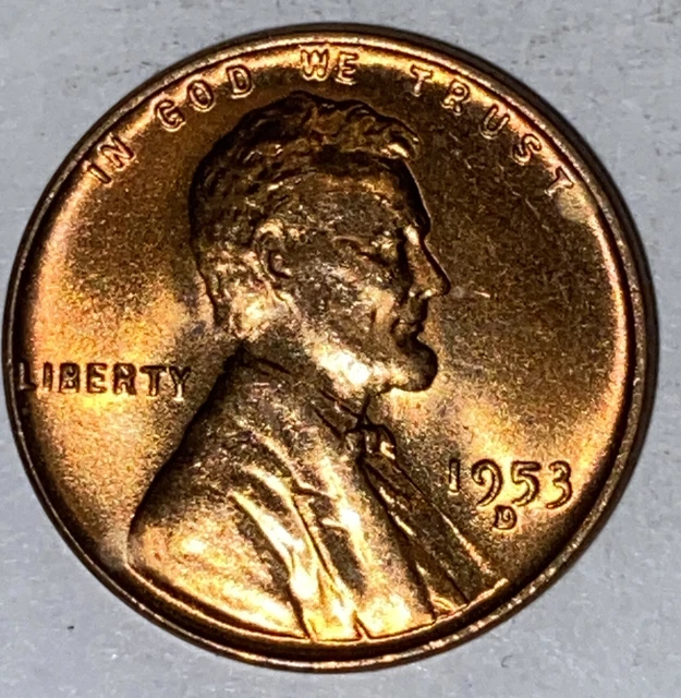 RED BU 1953-D LINCOLN WHEAT PENNY Denver Uncirculated Cent Same Coin in Pics C4
