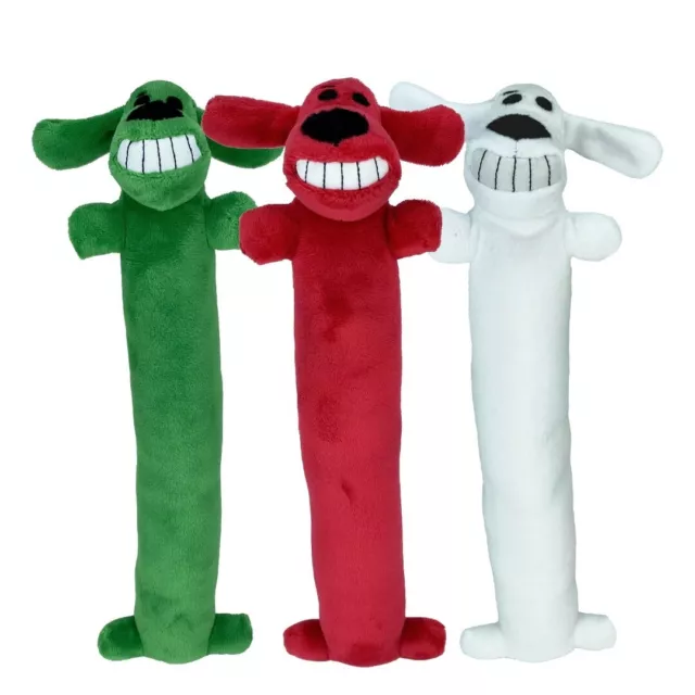 NEW MultiPet Loofa Dog Squeaker Plush Cuddle Dog toy Large 12" Holiday 3 Pack