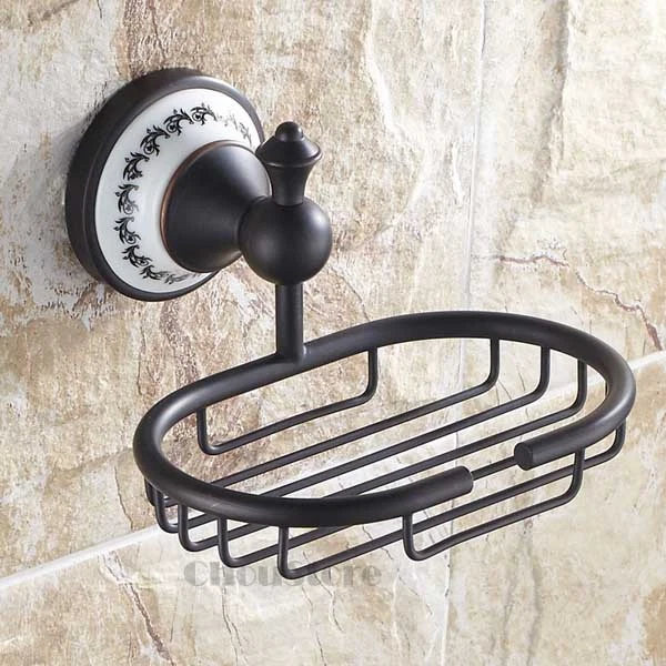 Bathroom Shower Soap Dish Holder Bath Basket Storage Rack Ceramic BLACK Bronze 2
