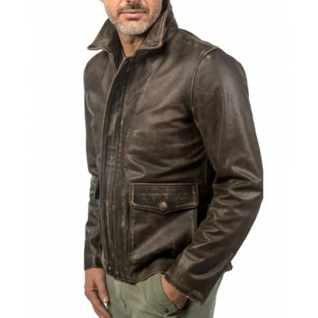 NEW MEN'S GENUINE Leather Jacket BROWN Distressed Biker N30 $109.99 ...