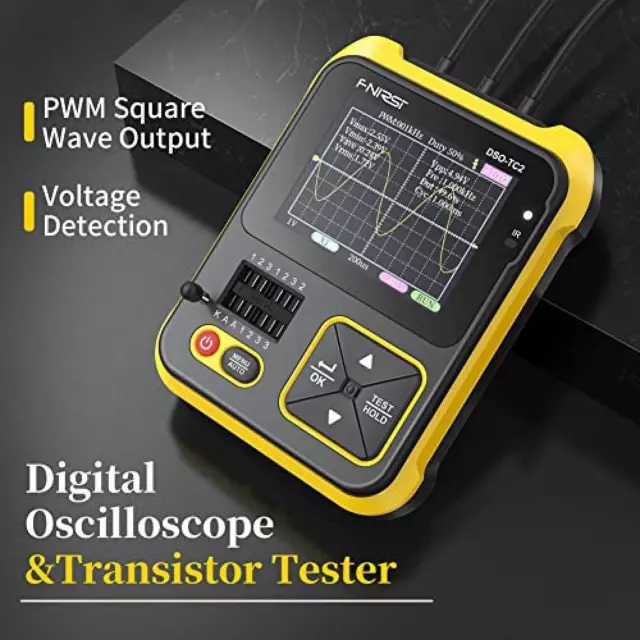 2 in 1 Handheld Oscilloscope Transistor Tester 200kHz Bandwidth Digital Testing 2