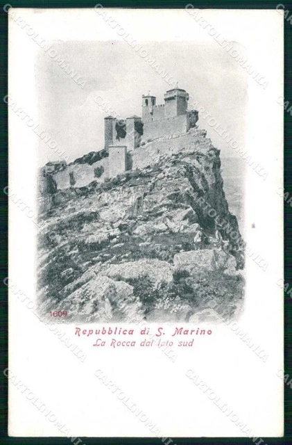 San Marino Città Rocca dal Lato Sud Alterocca 1609 cartolina RT1108