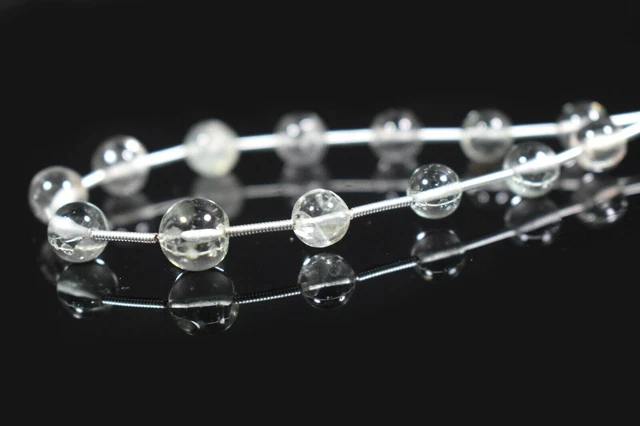 A1 Handmade Clear Rock Crystal Quartz Smooth Round Loose 7-9MM 7" Gemstone Beads