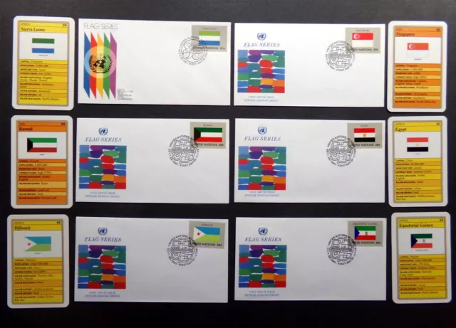 FLAG SERIES United Nations UN International World Foreign FDC Stamp + Game Cards