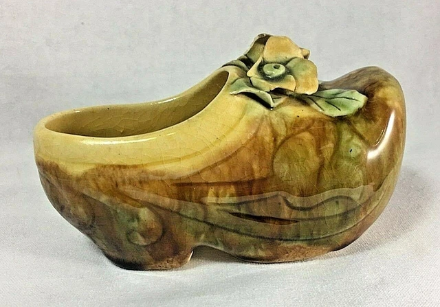 Shellian Pottery SHEILA ANN POTTERY Vintage Australian Pottery Floral Clog Vase Signed ...