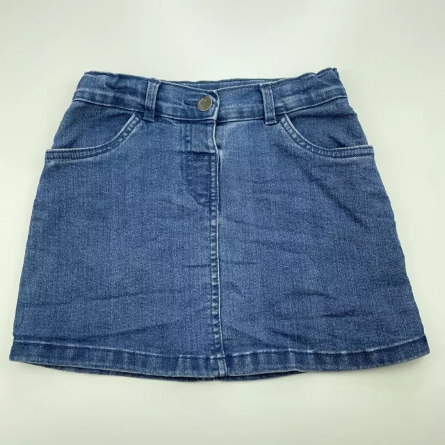 Girls size 7, Anko, blue stretch denim skirt, adjustable, L: 29cm, GUC