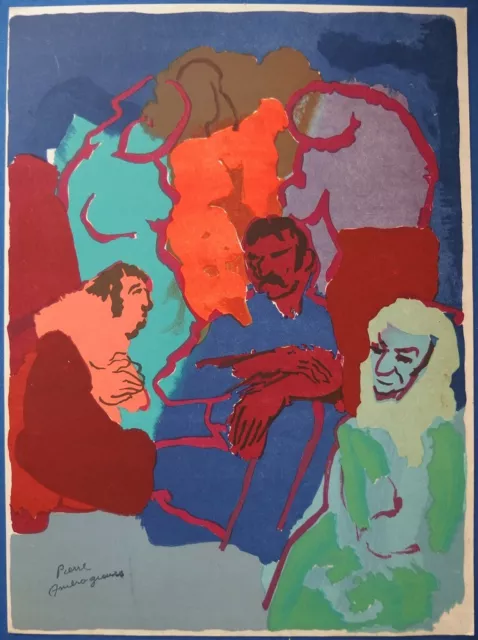 Pierre Ambrogiani: Reunión De Familia - Litografía Original Firmada, 1974