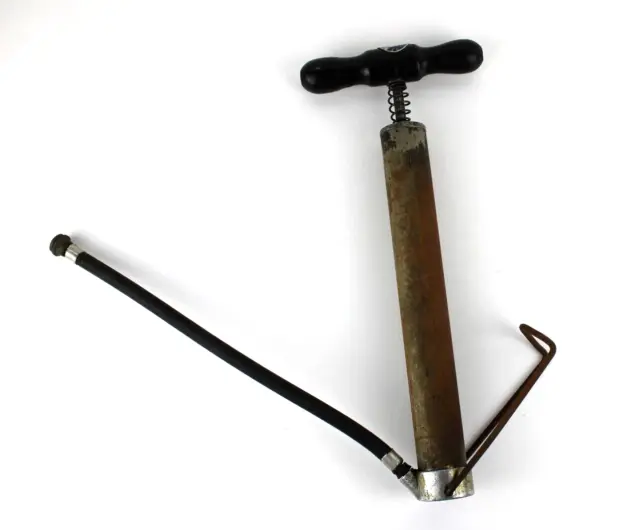 SILCA Pompa D'epoca per bicicletta in ferro antica vintage con manico in legno
