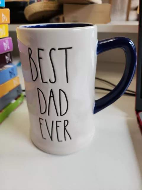 Rae Dunn "Best Dad Ever" Mug Coffee Beer Blue Handle