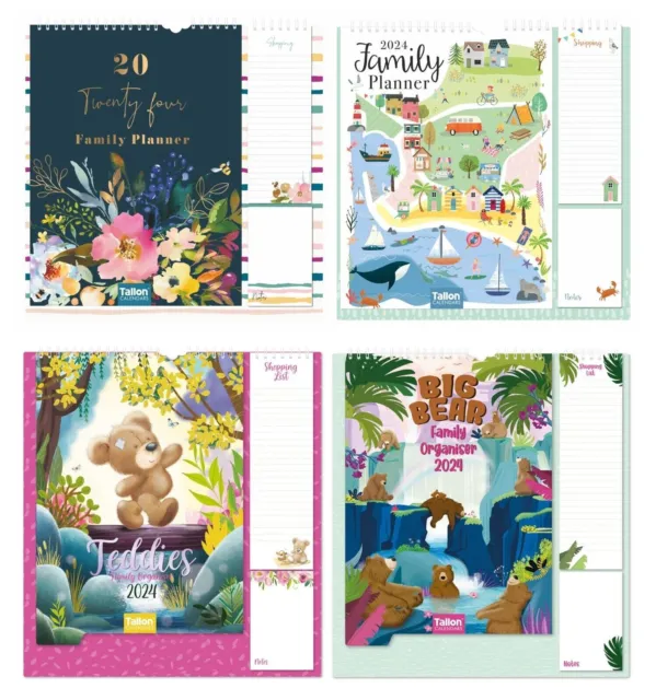 2024 Family Organiser 5 Column Calendar Planner with Notes & Shopping List UK