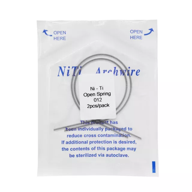 2 Pcs Dental Orthodontic NITI Alloy Open Coil Spring Arch Wires 0.012*180mm