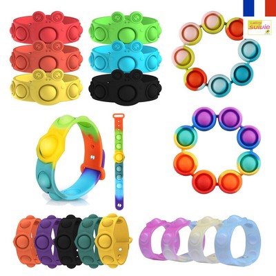 5 Pièces Pop It Bracelet Push Pop Bubble Sensory Fidget Toy Bracelet Anti Anxiété TDAH Autisme Besoins Spéciaux Jouet Anti Stress pour Enfants Adultes Push Bubble Fidget Toy 