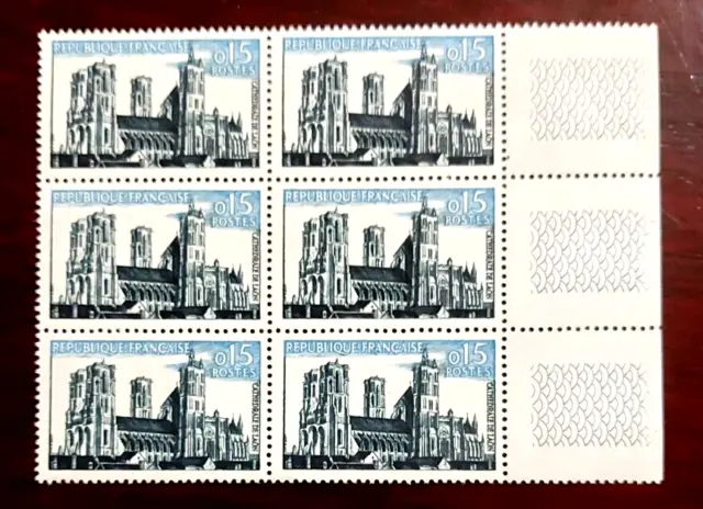 France 1960 bloc de 6 timbres N** YT N° 1235 cathédrale de Laon