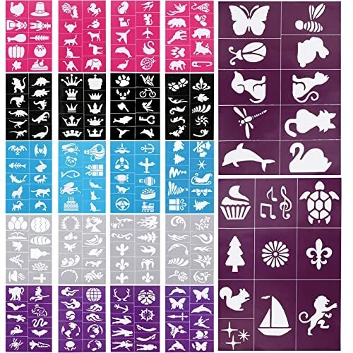 22 Feuilles Pochoir Maquillage EnfantPochoir Tatouage Halloween pour VisageHe...