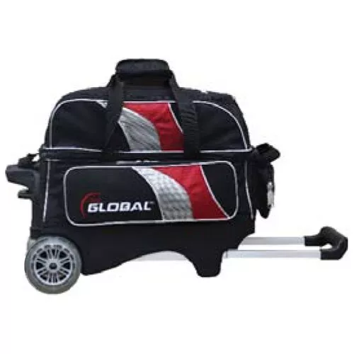 900 Global Deluxe 2 Ball Roller Bowling Bag Red Black Silver