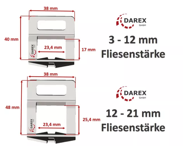 1000PROFI Zuglaschen-Fliesen Nivelliersystem Standard/EXTRA Lang 1/1,5/2/2,5/3mm