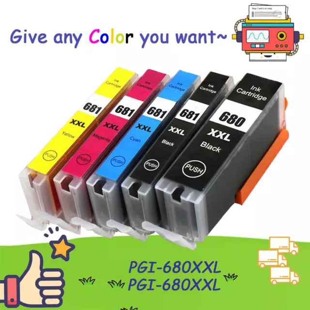 5x NoN-OEM PGI680XXL CLI681XXL Ink for Canon TR7560,TR8560,TS6160,TS6260,TS9560