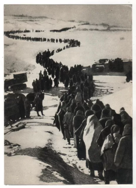 1968 WWII WAR Prisoners Enemy is walking. Military ART Russian postcard OLD