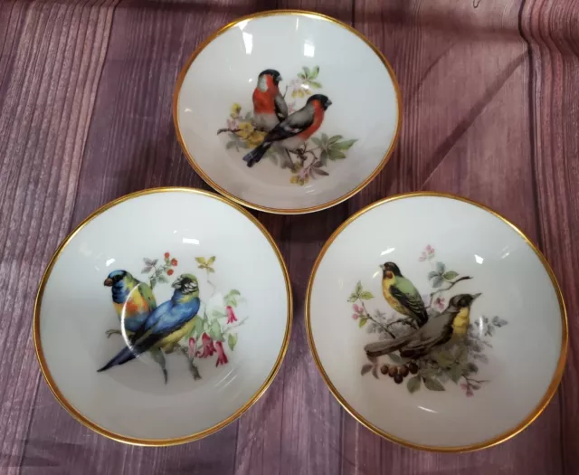 Alboth Kaiser  Bavaria Vogel WGermany Bird Porcelain Bowls Gold Trim 5" EUC