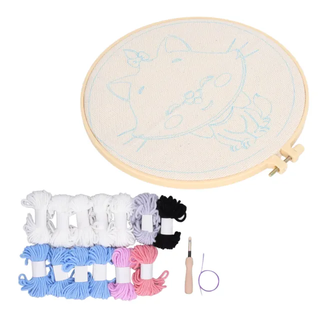 Embroidery Starter Kits DIY Punch Needle Kit 9.8in Hoop13Pcs Yarns Punch Needle
