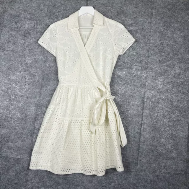 Diane Von Furstenberg Wrap Bellette Dress Womens Size 2 Ivory Cotton
