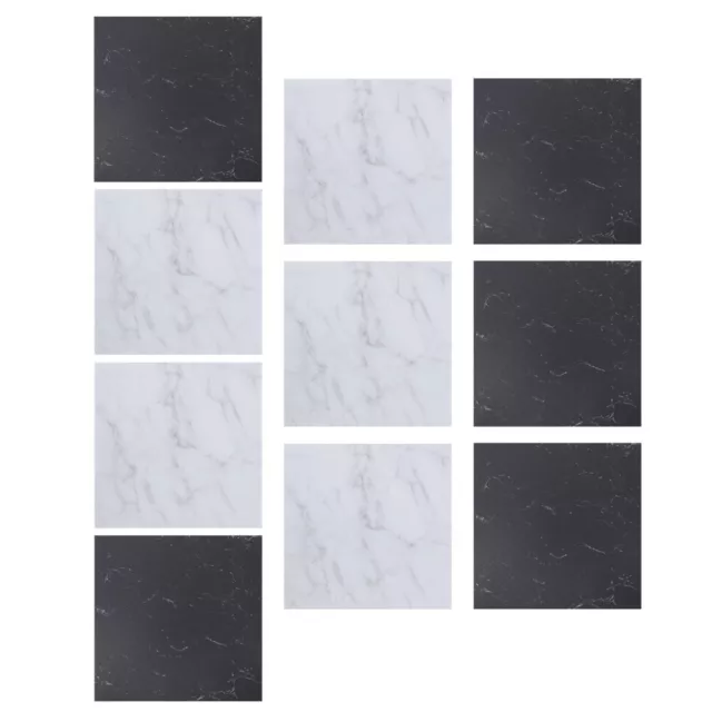 10 PCS Marble Floor Stickers The Pet White Tiles Household Decals Black Decor