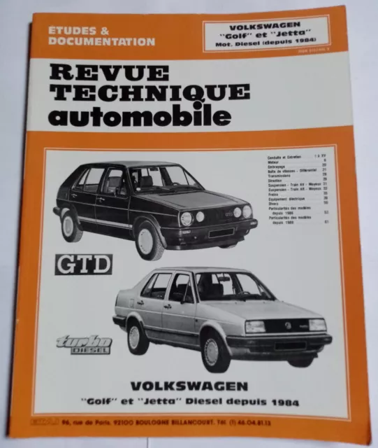 RTA Revue Technique Automobile : Volkswagen Golf et Jetta Diesel depuis 1984