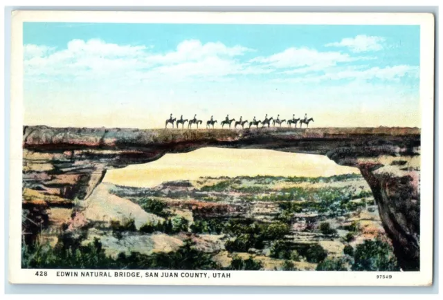 c1920 Edwin Natural Bridge Cliff Mountain San Juan County Utah Vintage Postcard