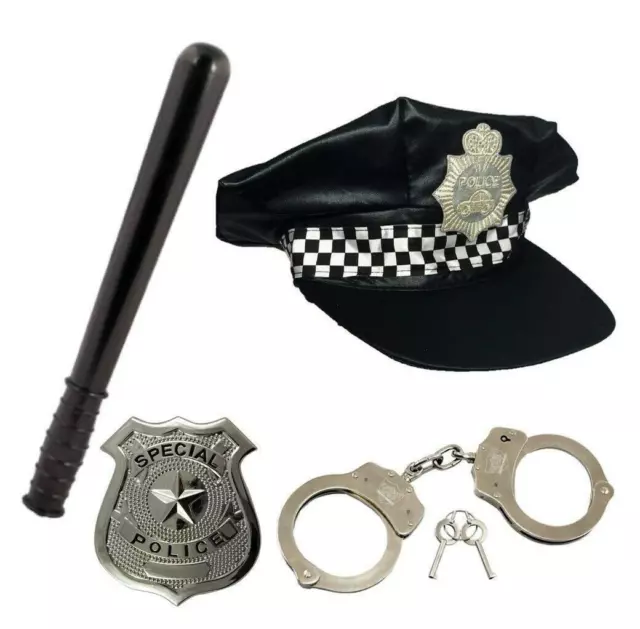 Police Fancy Dress Costume Set Police Handcuffs Halloween Badge Truncheon Lot