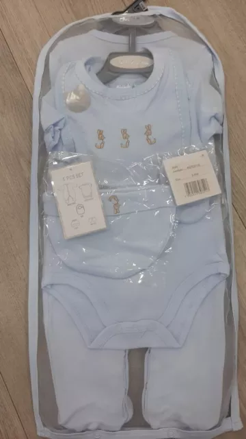 Baby Boys 5pc Gift set Outfit Peter Rabbit Inspired Just too Cute