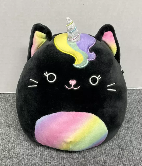 Squishmallows Caylee Black Cat Unicorn Rainbow 8" Plush