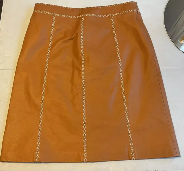 Retro Tan Leather Skirt Gap Size 10