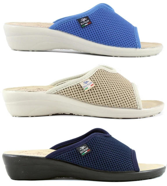 Fly Flot Ciabatte Donna Con Zeppa 3.5cm - Sottopiede In Vera Pelle, Antishock E Antiscivolo - Made In Italy - Foto 10