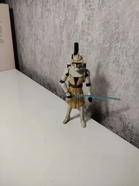 Star Wars 3.75 Action Figure Clone Trooper Obi Wan Kenobi Hasbro 2008 Used Rare