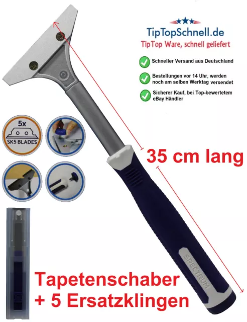 Tapetenschaber Set & 5 Ersatzklingen Bodenschaber Tapeten Entferner 10cm breit