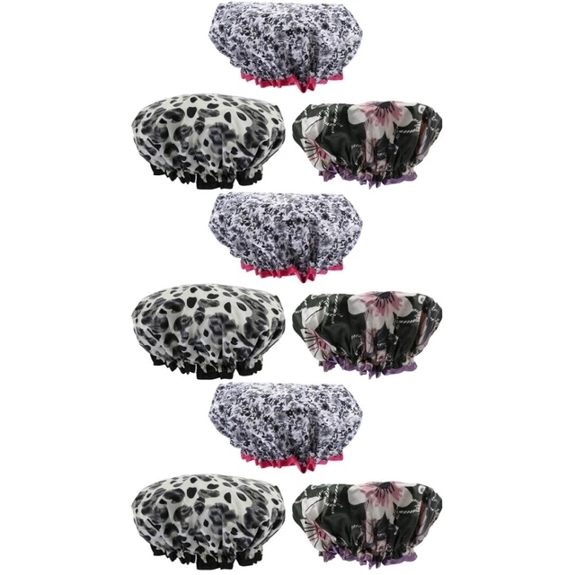 9 uds Sombreros de Baño Creativos Satén Shower Caps Doble Capa Tapones de Ducha para