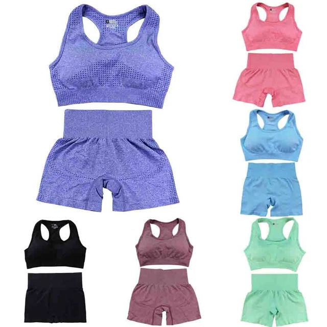 Donna Yoga 2 pz/set Sporstwear Senza cuciture Reggiseno Top Tute Con Shorts