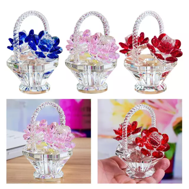 Bouquet mousseux panier ornement en cristal Figurine décoration artisanat d'art