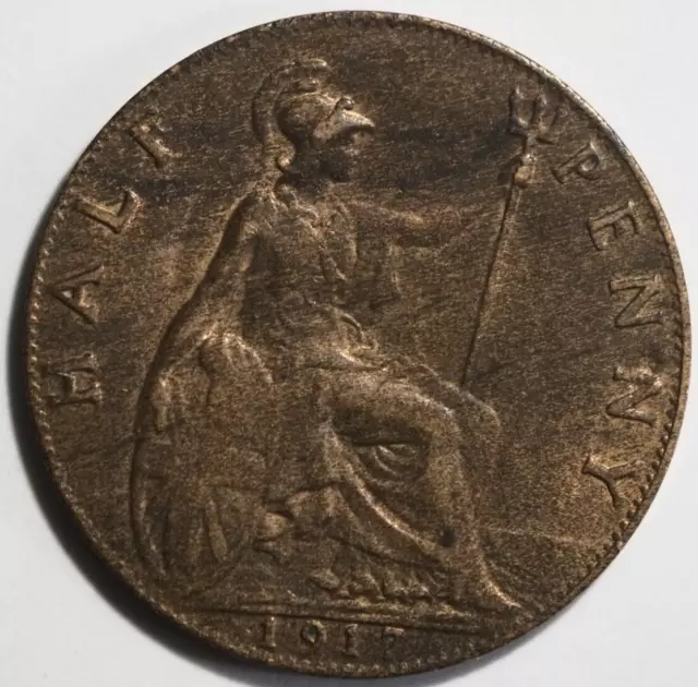 1917 KGV Half Penny Better Circulated Example