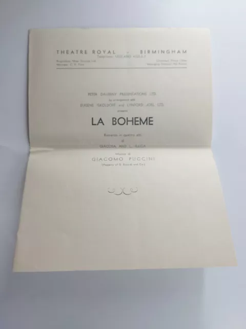 Theatre Royal Birmingham La Boheme Giuseppe Savio Guido Pasella Renato Cesari