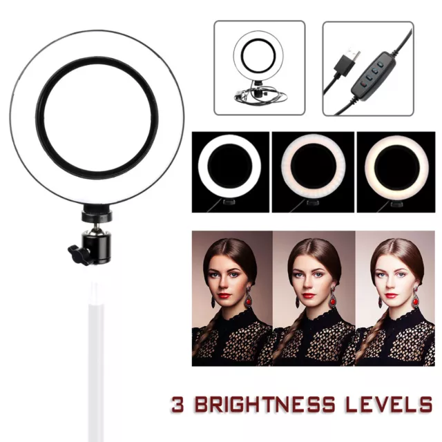 6" LED Ring Light Dimmable Lighting Kit Phone Selfie Non Tripod Makeup Lamp··